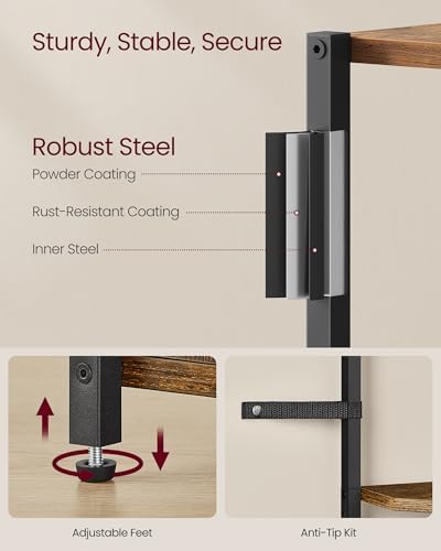 VASAGLE Corner Shelf with Cabinet, 5-Tier Freestanding Bookshelf