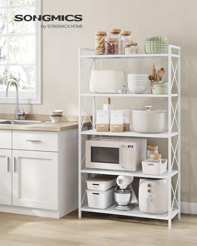 SONGMICS 5-Tier Steel Storage Rack, Shelving Unit with X Side Frames