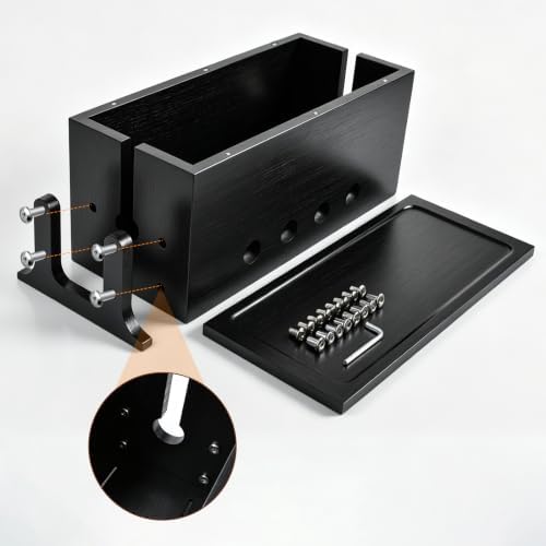 Large Wood Cable Management Box, Black Cord Organizer 14"