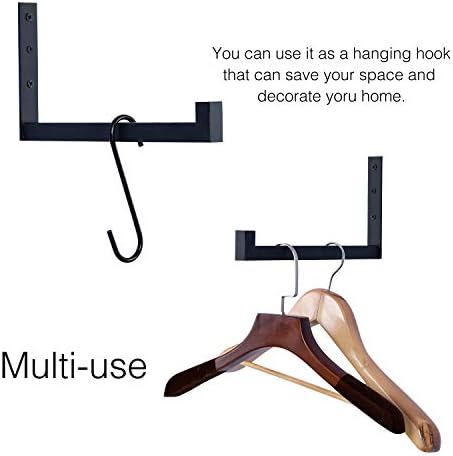 OVOV 6 Pack Heavy Duty Shelf Brackets Wall Mounted Industrial Farmhouse Floating Shelf Brackets with Lip (Black 10")