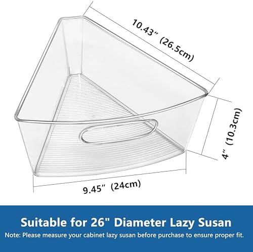 JOWBOOW Lazy Susan Organizer Bins for 26"-27" Diameter Corner Cabinet Lazy Susan, 6 Pack, Clear Plastic Cabinet and Pant