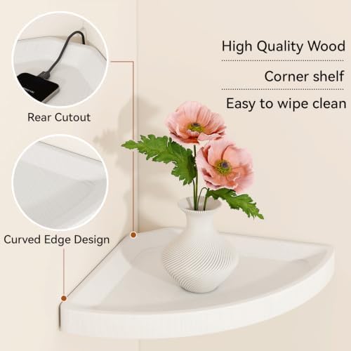YMYNY Set of Corner Floating Shelves for Wall Mount 12" White HFS001W-2