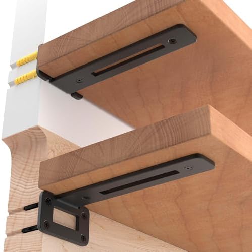 LEOPO 4 Inch 4 Pack Openwork T Shelf Brackets for DIY Floating Shelf