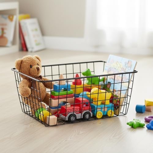 Metal Black Large Wire Basket Food Storage Organizer,pantry organizers and storage for Organizing Kitchen Cabinets potat