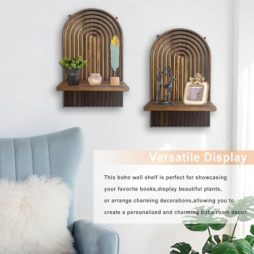 LIYAOLI Boho Wall Shelf Set of 2, Floating Shelves for Boho Wall Decor