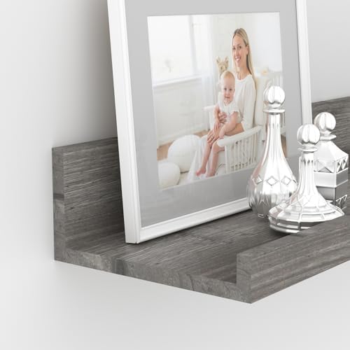 Giftgarden 47 Inch Gray Floating Shelves for Wall Mount, Grey Wood Wall Shelf Ledge for Bathroom Bedroom Living Room Kit