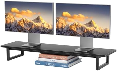 Simple Trending Dual Monitor Stand Riser, 38" Computer Monitor Stand, Black