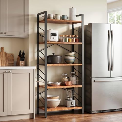 DurayLoly 5-Tier Book Shelf for Living Room, 64.96" H Open Display Bookcase
