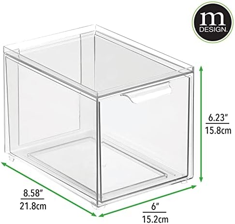 mDesign Kitchen Storage Drawer Box – Plastic Storage Box with Pull-Out Drawer – Pantry, Fridge and Cupboard Storage for 