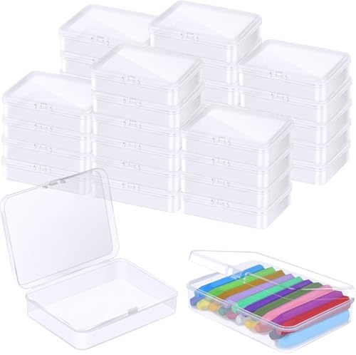 32 Pcs Plastic Crayon Box Bulk Clear Crayons Holder with Lid Crayon Organizer Case Crayon Storage Containers for Student