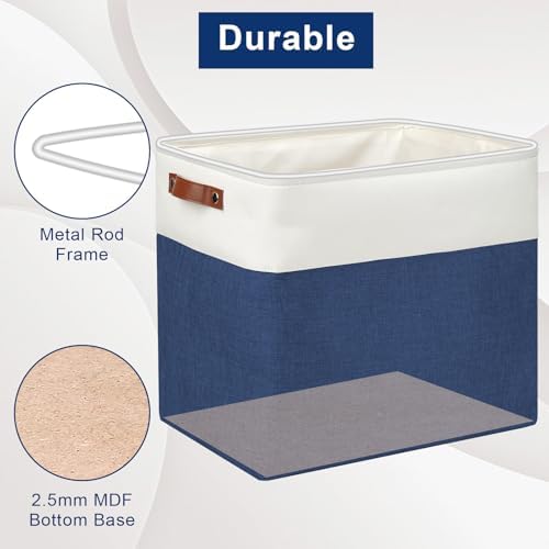 Bagnizer Large Fabric Storage Baskets | 50L Storage Bins, Decorative Linen Closet Baskets with Handles for Organizing, S