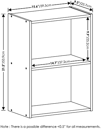 Furinno LUDER 2-Tier Book Shelf, Open Shelves Bookshelf, French Oak