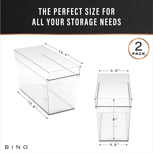 BINO | Plastic Storage Bins, Medium - Deep | THE HANDLER COLLECTION | Multipurpose Organizer Bins | Kitchen Pantry Organ