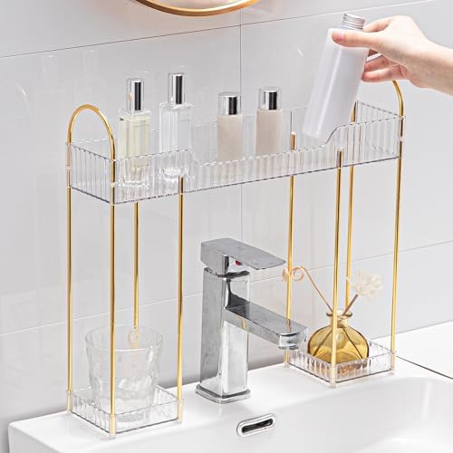YCIA&DONE Bathroom Countertop Organizer Over the Faucet, Narrow Counter Organizers Above Sink, Table Mounted Shelf for K