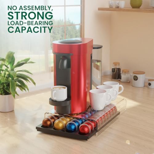Storage Drawer for Nespresso Vertuo Coffee Pod Holder for Counter Acrylic Coffee Capsule Organizer - 40 Pods