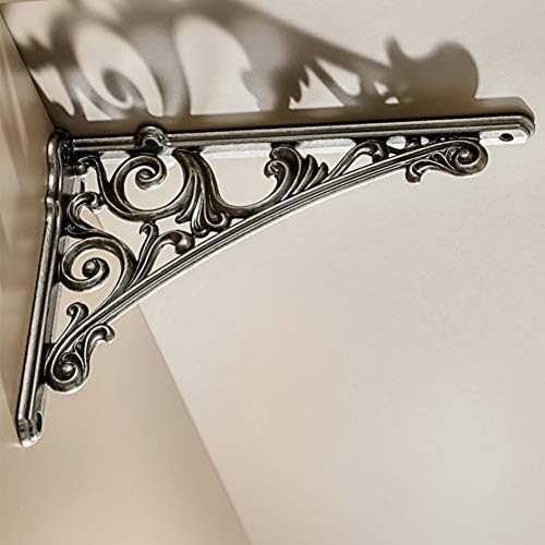 HARPOON 8 Inch Shelf Brackets 2 Pack Heavy Duty Wall Bracket Baroque Kitchen Decorative Rack Shelves Silver