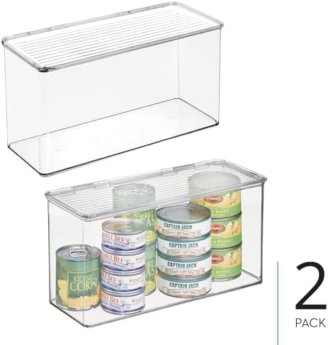 iDesign Plastic Stackable Hinged-Lid Storage Box, Set of 2, Clear