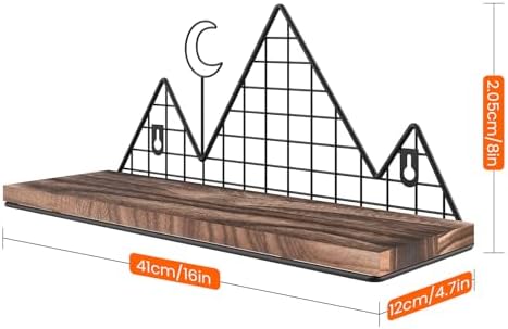 Homode Floating Shelves, Set of 2 Mountain Wall Shelves, Brown and Black