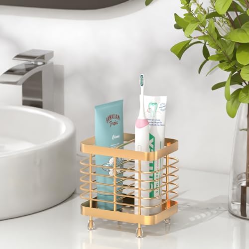 Luxspire Toothbrush Holders for Bathroom, Stainless Steel,2 Slots,Rose Gold