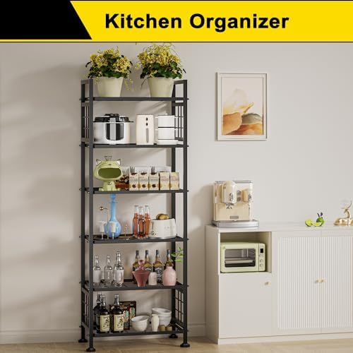 GIOTORENT 6-Wire Garage Shelving Storage Shelves, Metal Shelving Unit Pantry Rack, Kitchen Storage Adjustable Shelf 900L