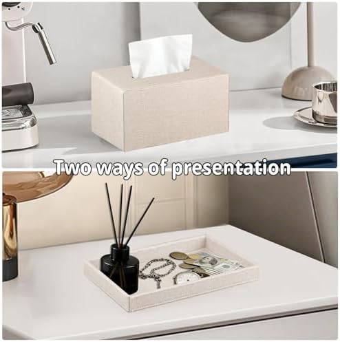 Extra Large Tissue Box Cover with Storage Tray,Rectangle Tissue Box Holder
