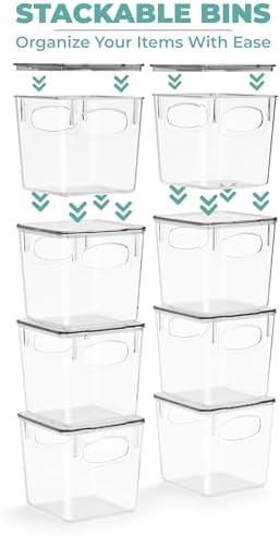 Sorbus Small Plastic Storage Bins (4 Pack) – Clear Bins for Kitchen, Pantry, Fridge, Cabinet, and Refrigerator – Stackab