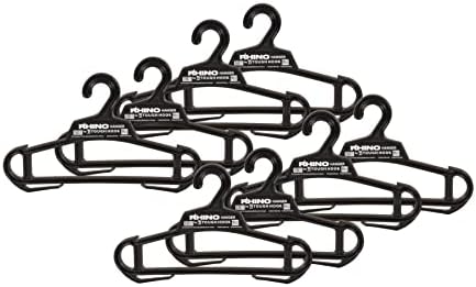 Rhino Tough Hook Heavy Duty Clothes Hangers, USA-Made, Body Armor, 8 Black