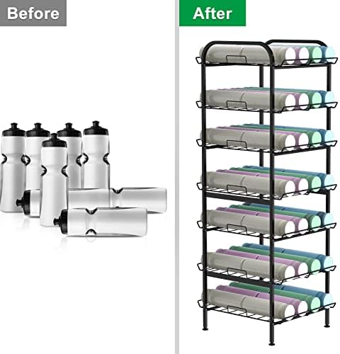 BTY Water Bottle Organizer 7 Tier Freestanding Water Bottle Storage Organizer Metal Bottle Rack Holder Stand Shelf for K