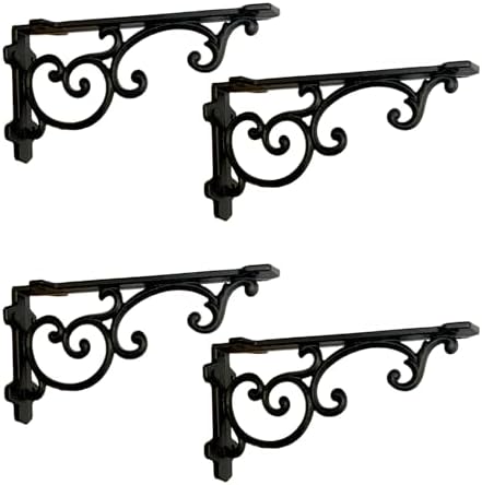 Heavy Duty 8.1"x4.4" Vintage Brackets for Floating Shelves & Kitchen Storage, 8 inch Cast Iron Shelf Brackets - Industri