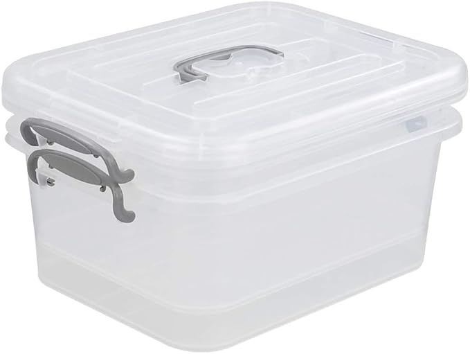 2 Packs Storage Bin with Lid, 8 Liter Plastic Box Set