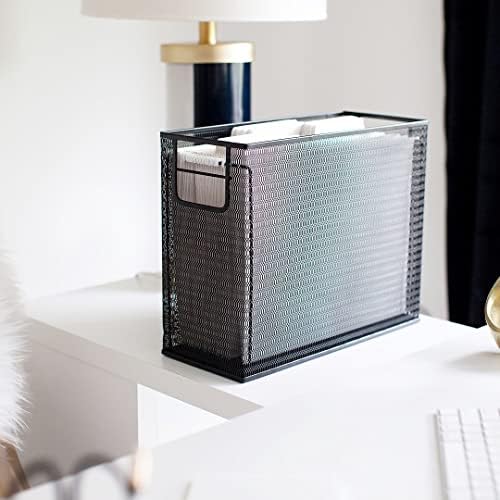 BLU MONACO Black Desk Organizer Set | 5-Piece Metal Office Supplies Collection with Hanging File Organizer, Magazine Holder, Pen Cup, Sticky Note Holder & Letter Sorter | Workspace Organization