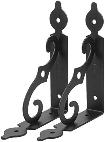 Acrux7 5 inch Decorative Shelf Brackets 4 Pack Heavy Duty Black Metal Shelf Brackets with Screws, Shelf Support Angle Br