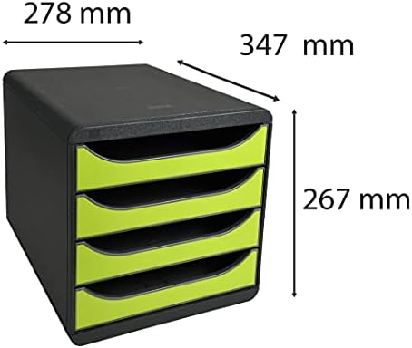 Exacompta Big-Box Iderama, 4 Drawers - Mouse Grey/Lime Green