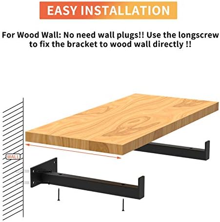 4 Pcs Heavy Duty Shelf Brackets 8 Inch Industrial Metal Floating Bracket Shelving Supports Wall Mounted with Lip (Not In