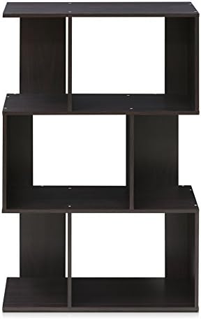 Furinno SIMPLY Book Shelf, 3-Tier Geometric Bookshelf, S-Shape Bookcase with Open Shelf, 11.8" x 23.6" x 37.3", for Orga