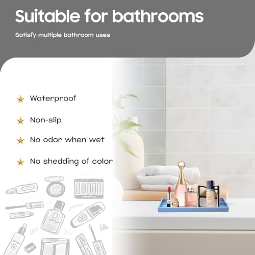 Vanity and Bathroom Tray, 7.7" ABS Countertop Organizer,Waterproof Vanity Tray for Toilet Tank,Perfume,Soap,Keys,Bathroo