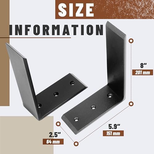 ECOTRIC 2Pcs Countertop Support Brackets 8"x6"x2.5" L Shape Shelf Bracket