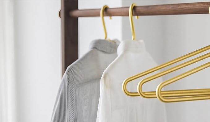 Premium Matte Gold Aluminum Coat Hangers 6 Piece Set, 16.5” Extra Smooth & Durable Metal Shirt Dress Hanger,Aluminum Alloy Hanger,Clothing Support,Clothing Hang