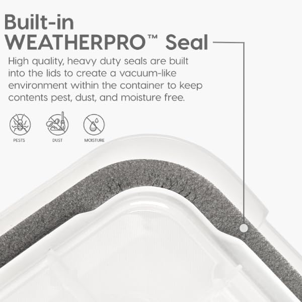 IRIS USA WeatherPro Storage Bins with Lids, 47 Qt, Gasket Seal, 2 Pack | Airtight gasket helps protect clothing, shoes, crafts, keepsakes, and household supplies from moisture and dust.