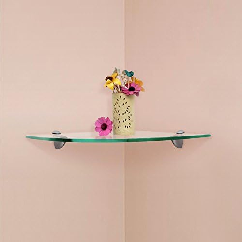 Fab Glass and Mirror Corner Glass Shelf, 12" x 12", Clear