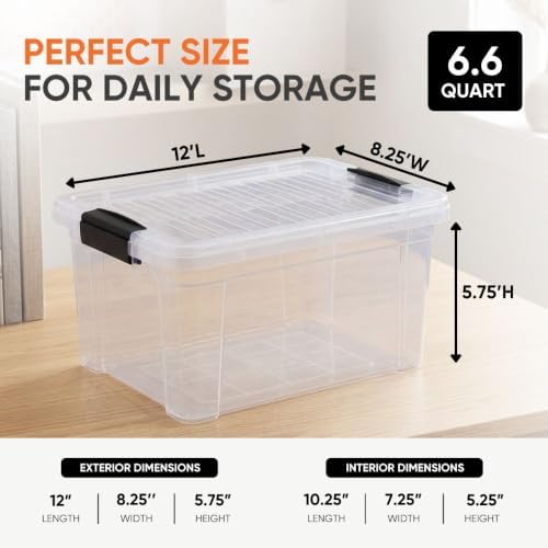 Superio 6.6 Quart Clear Plastic Storage Boxes with Lids, Stackable Organizer Containers, BPA-Free Storage Bins for Home,
