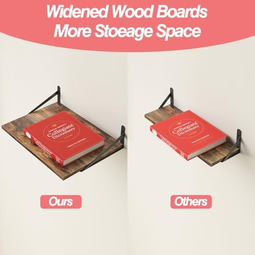 Fixwal 2pcs 11.8 in Deep Floating Shelves for Wall (Brown, 15.7" L)