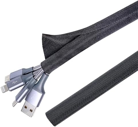 Black Split Braided Cable Management Sleeves 3/8inch -12Feet