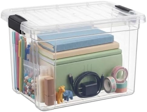 Superio Deep Storage Organizer Bin with Lid X-Deep Small Clear Storage Box with Latch for Home, Kitchen, Garage- Store, 