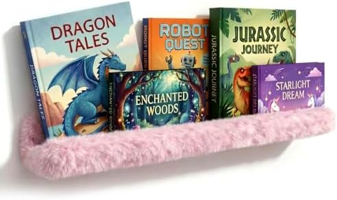1PC Plush Bookshelf for Kids, Soft Hanging Wall Book Display Shelf