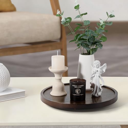 Wood Lazy Susan Turntable Kitchen Decor Round Table Tray, 12" Walnut