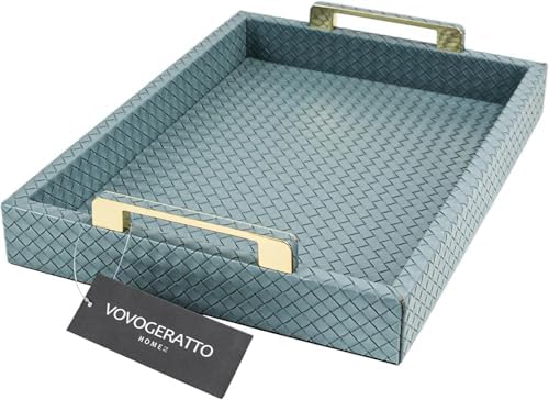 Decorative Serving Tray, Blue, 16"x12" Large Rectangular