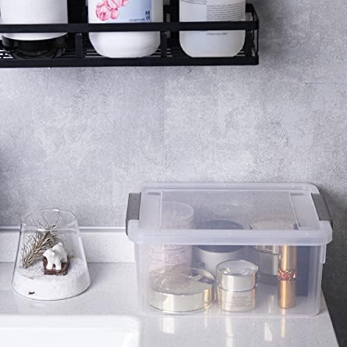 Small Storage Bins with Lids 3.2 QT Plastic Storage Containers for Organizing Stackable Clear Storage Boxes,Clear White(