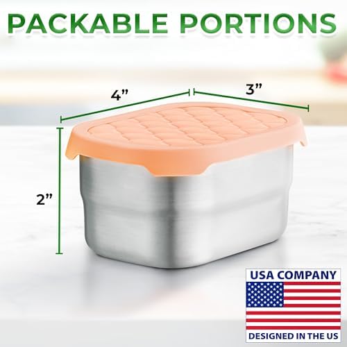 Small Metal Snack Containers - Stainless Steel - 8 oz, 4 PK, Fall Fest