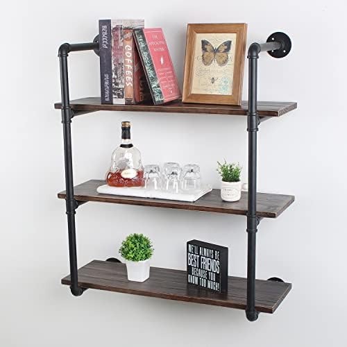 MBQQ Industrial Retro Pipe Shelf 30in 3 Tier Wall Mounted,Rustic Floating Shelves,Farmhouse Kitchen Bar Shelving,Home De